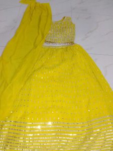 Yellow Embroidered Lehenga Choli
