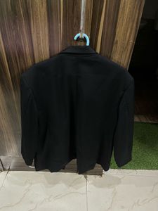 new H&amp;M black oversized solid overcoat blaz