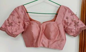 Pink Bridal Floral Embroidered Designer Blouse