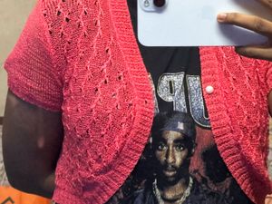 Coral Knit Cropped Cardigan