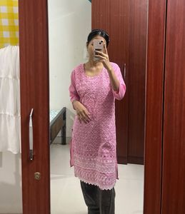 Pink Embroidered Kurta