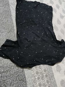 Women Black Printed Cotton Mix Tshirt