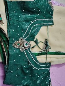 Stone Work Saree With Stiched Blouse