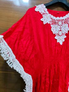 Red Lace Trim Caftan