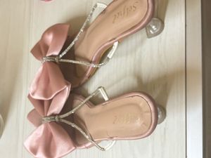 Pink Bow Heel Sandals