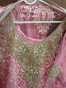 Embroidered Flared Frock With Garara And Dupatta