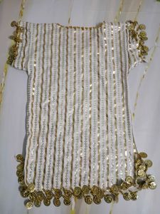 Gold &amp; White Embellished  Dress