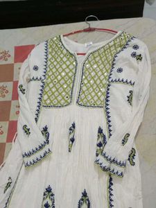 Lucknowi Embroidery Frock Kurta With Dupatta