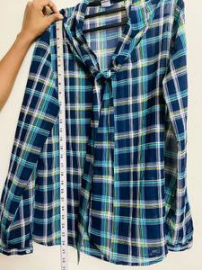 Plaid Tie Neck Shirt Top