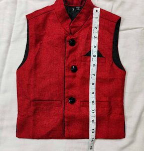 Boys Ethnic Waistcoat - Red