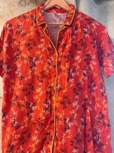Red Floral Button shirt- Bust- 32/34