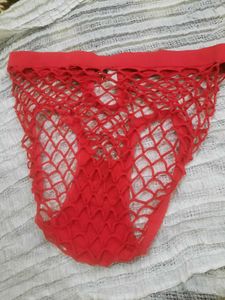 Hot Sexy Red Fishnet Panties with Heart Detail
