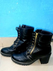 Black Lace-Up Ankle Boots