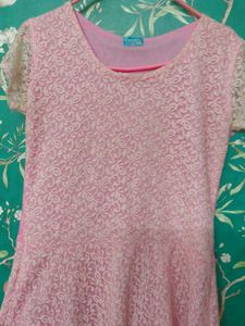 Pink Lace Overlay Dress