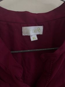 Maroon Button-Down Top