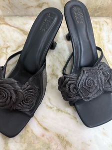 Elegant Black Floral Heels