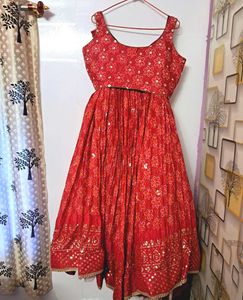 Heavy Red Mirror-Work Lehenga Set