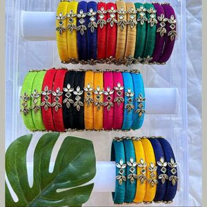 Colorful Silk Thread Bangles Set 12 pairs