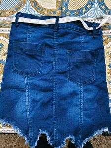 Party Wear Cut Style Denim Skirt For 7-8 Year Girl