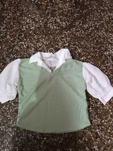Green & White Layered Top