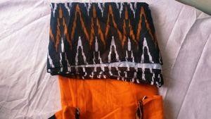 Orange With Black Kurta