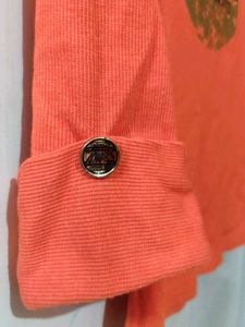 Coral Colour Fitted Style   Soft Fabric Top