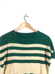 Cream&amp;Green Strips Top(Women’s)