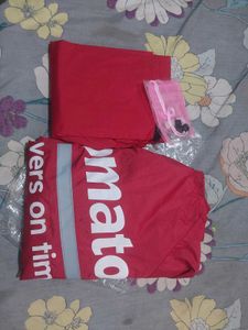 Red Zomato Rainsuit with pobile pouch New