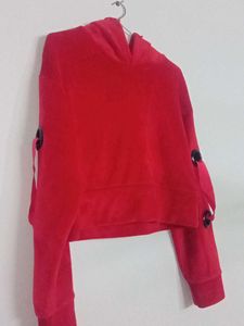 Red Cropped Hoodie