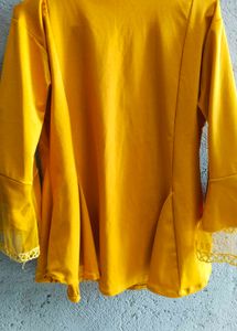 Mustard Colour Peplum Top With Beautiful Sleeves
