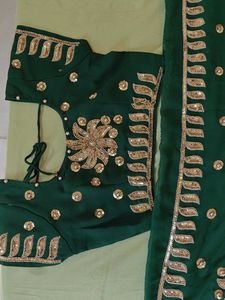 Emerald Green Embellished Saree