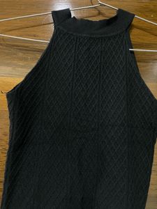 Black Knit Mock Neck Tank Top