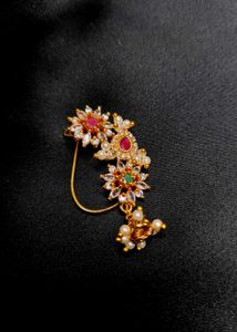 Elegant Floral  Amarican Daimond Nose Nath