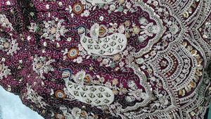 Wine  Jimmy Choo Embroidered Lehga