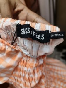 Sassafras Puff Checkered Mini Dress