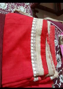 Red & Gold Trim Saree