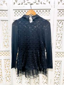 Korean Black Peplum Top C