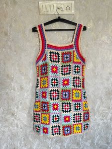 Colorful Crochet Mini Dress