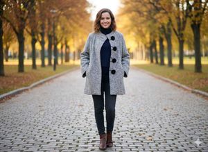 Grey Wool Blend Coat