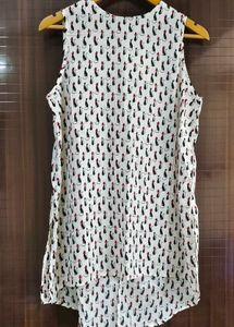 Kitty Print High Low Tunic Top