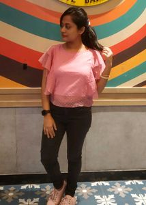 Pink Ruffle Sleeve Blouse