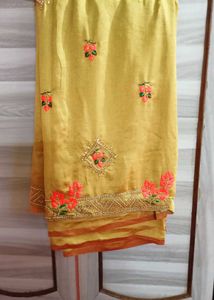 Lemon Yellow Green Saree