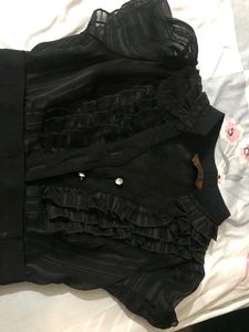 Black Front Button Formal Dress With Belt