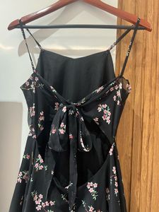 Floral Print Black Spaghetti Strap Dress