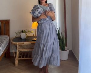 Blue Striped Cottage Core Cotton Dress ✨🌸