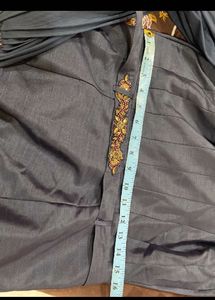 Stunning Metallic Blue Grey Drape Gown- Belt