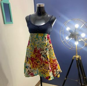 Floral Sundress with Denim Top