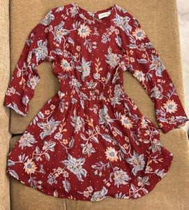 Cover Story Burgundy Floral Fit and Flare Dress