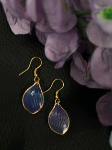 Blue &amp; Gold Teardrop Earrings