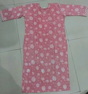 Pink / yellow Floral Print Kurta